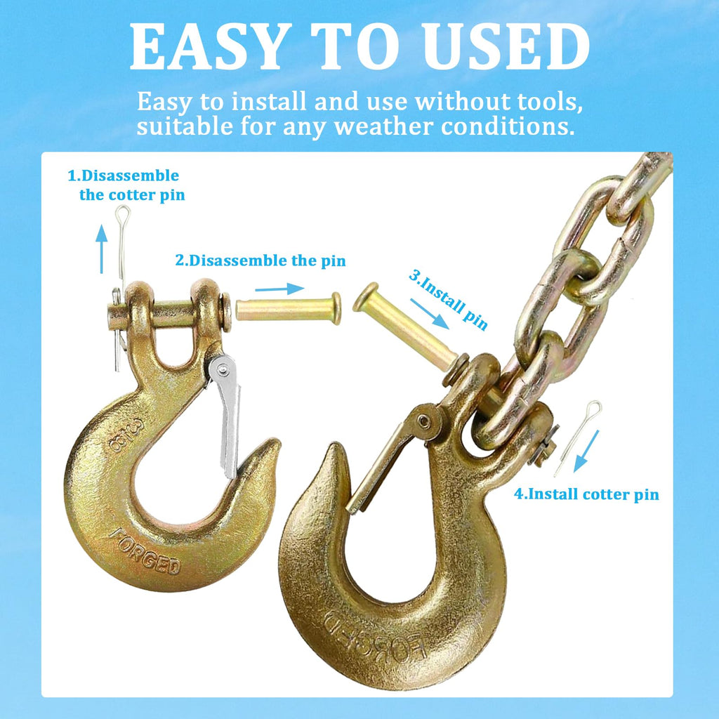 2 Pack 3/8" Heavy Duty Clevis Slip Hook with Safety Latch J557862