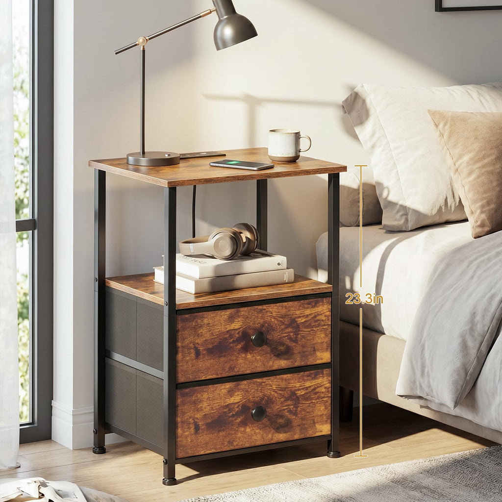 Nightstands Set of 2 with Charging Station V723351