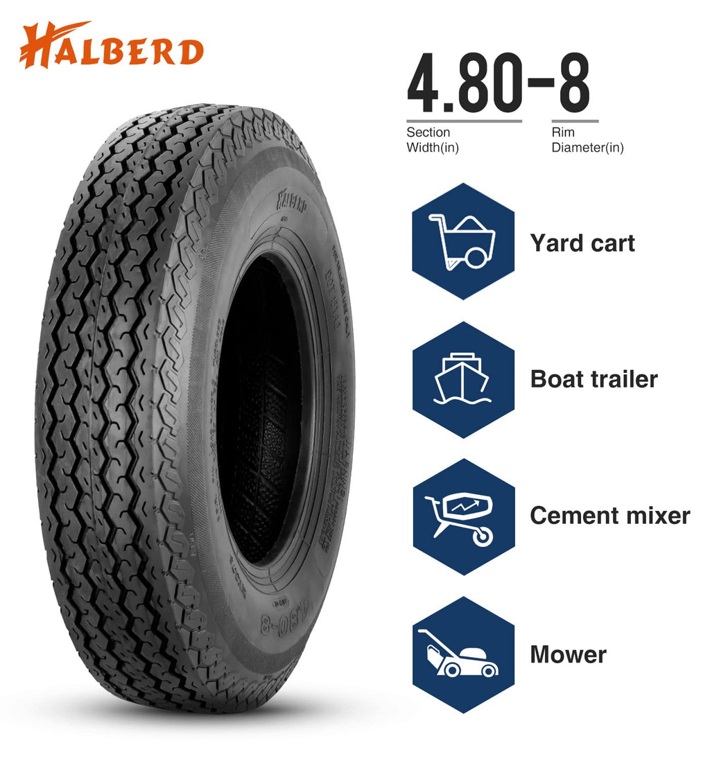 4.80-8 Trailer Tires Set of 2 Tubeless J225