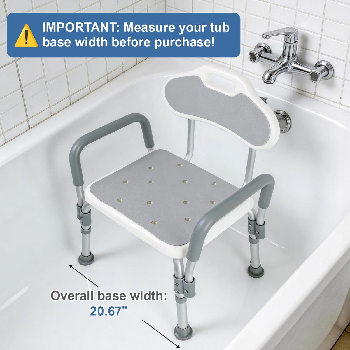 Shower Chair with Padded Armrests and Back M295501