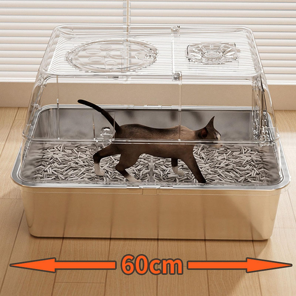 Enclosed Stainless Steel Extra Large Cat Litter Box D645