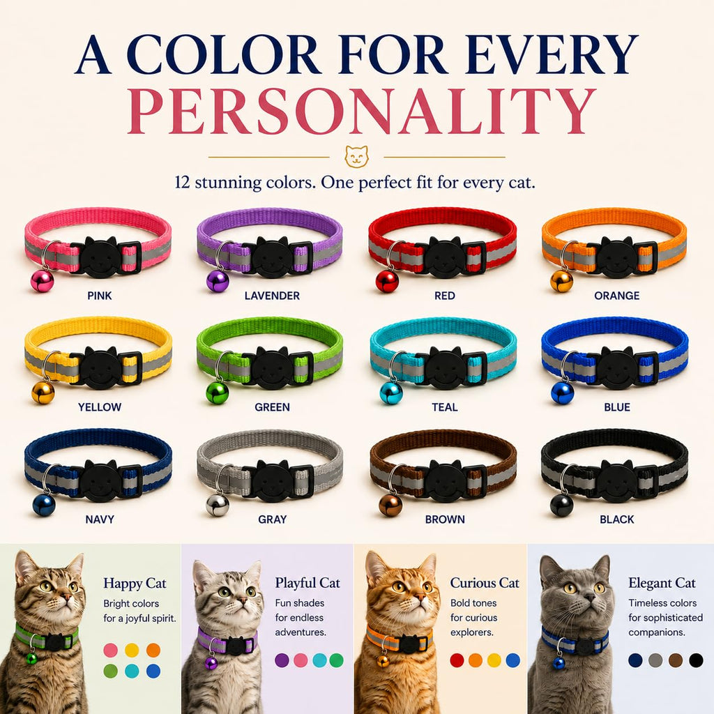 Reflective Breakaway Cat Collar with Bell 12-Pack X76484