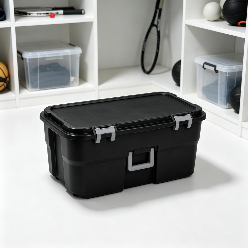 Black 22 Gal Wheeled Plastic Storage Bins U482