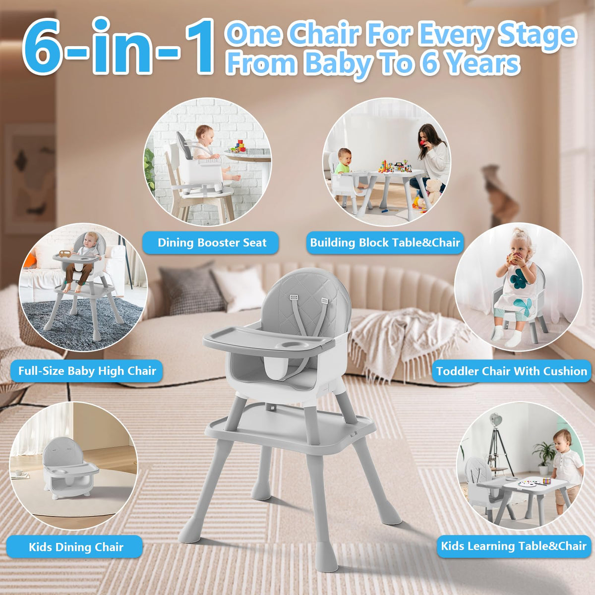 6 in 1 Baby High Chair U943220