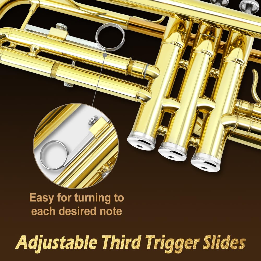 Bb Trumpet Standard Kit with Carrying Case 7C Mouthpiece Clean Cloth Gloves Brass Instrument U8006