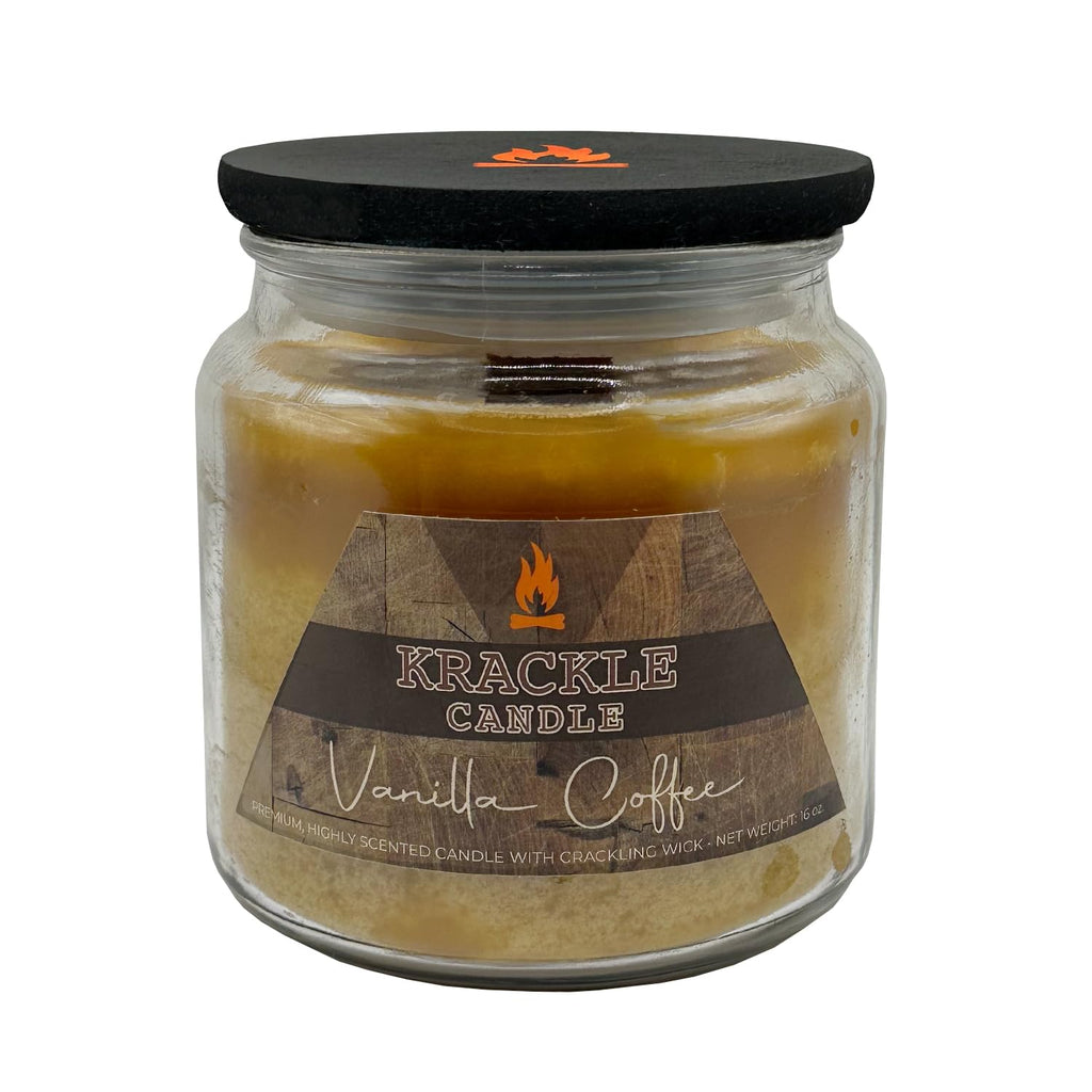 16 oz Vanilla Coffee Scented Candle with Wooden Wick S12076