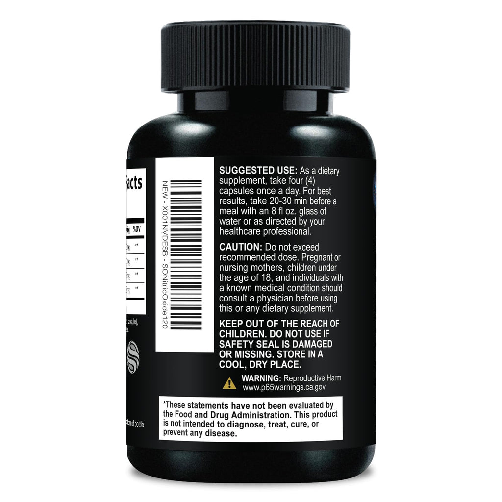 Nitric Oxide Supplement 3000mg Blend L-Arginine & L-Citrulline 120 Capsules J8498