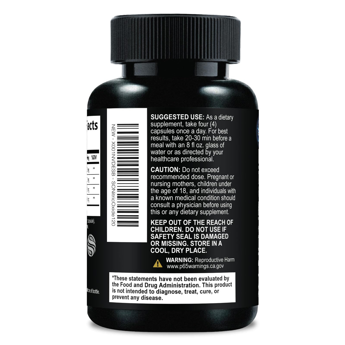 Nitric Oxide Supplement 3000mg Blend L-Arginine & L-Citrulline 120 Capsules J8498