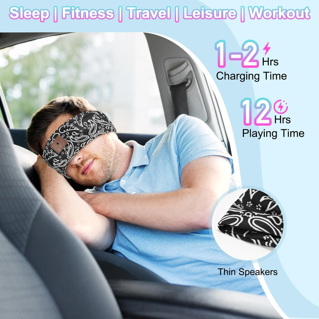 2-Pack Bluetooth 5.4 Headband Headphones Black&Blue Q918