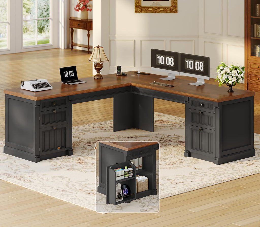 L Shaped Office Desk with 4 Drawers W1018