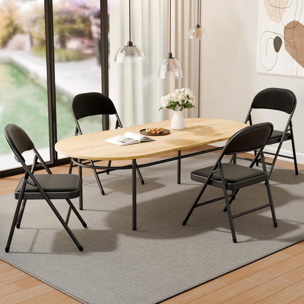 Black Folding Chairs with Padded Cushion, 10 Pack Z655