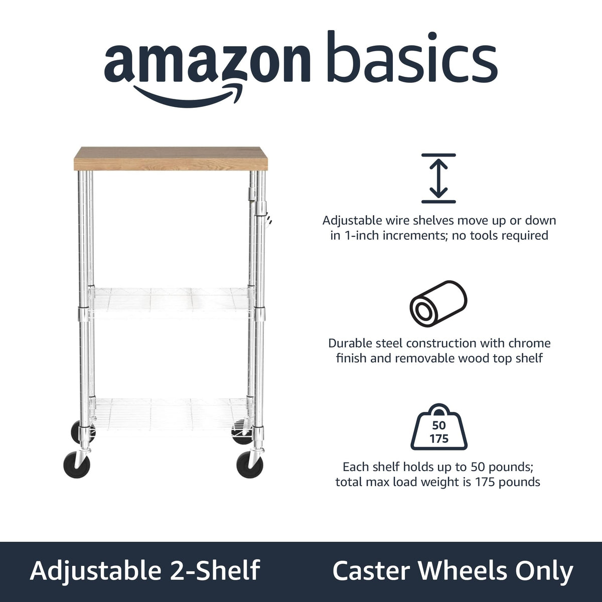 3-Tier Kitchen Storage Rack with Caster Wheels C5210