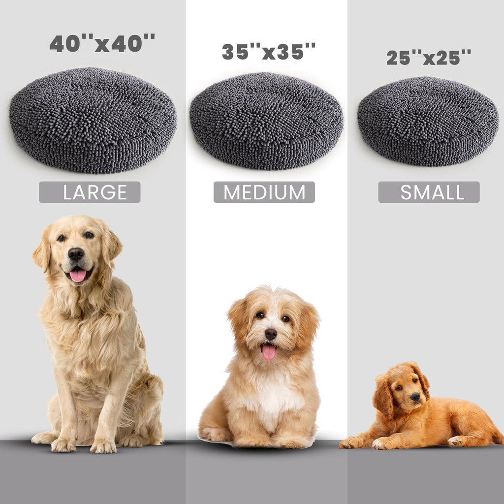 Soft Round Chenille Dog Bed with Removable Washable Cover Grey Medium I985124