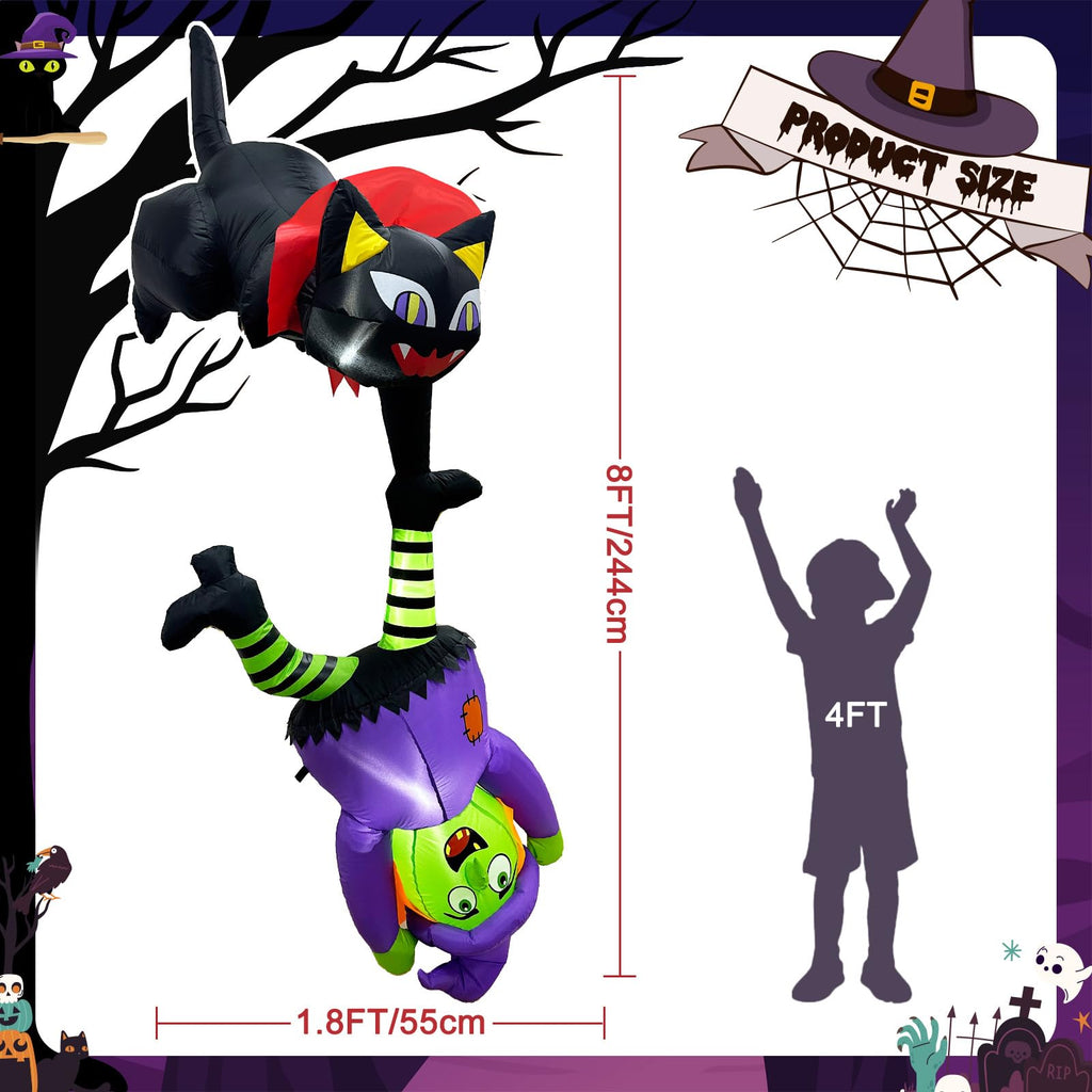 8FT Inflatable Witch Cat Halloween Outdoor Decorations X983