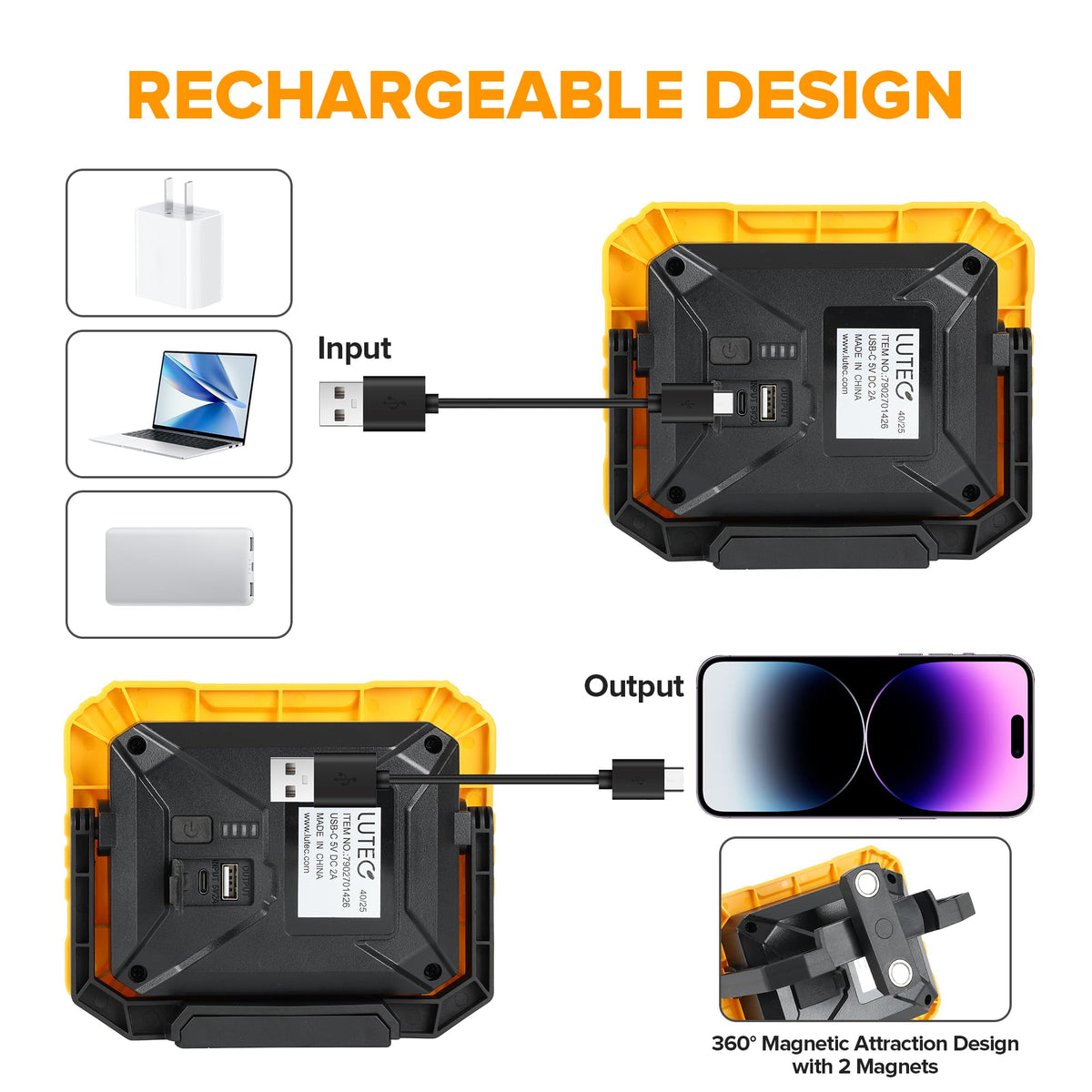 3500LM Rechargeable Magnetic LED Work Light with Stand J616