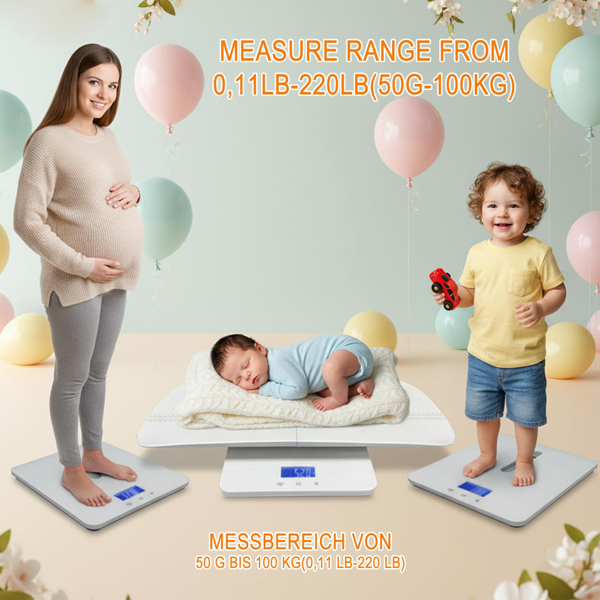 Baby Scale with Measuring Tray, LCD, 3 Weighing Modes I11537