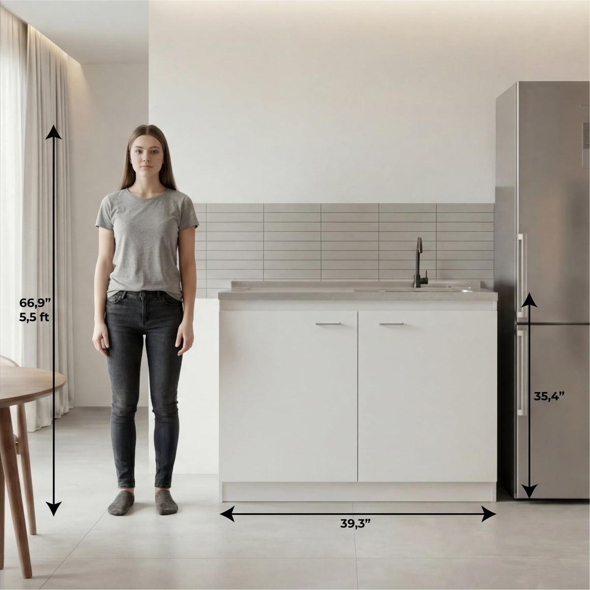 White 39 in Kitchen Sink Cabinet with Stainless Steel Top Q5180