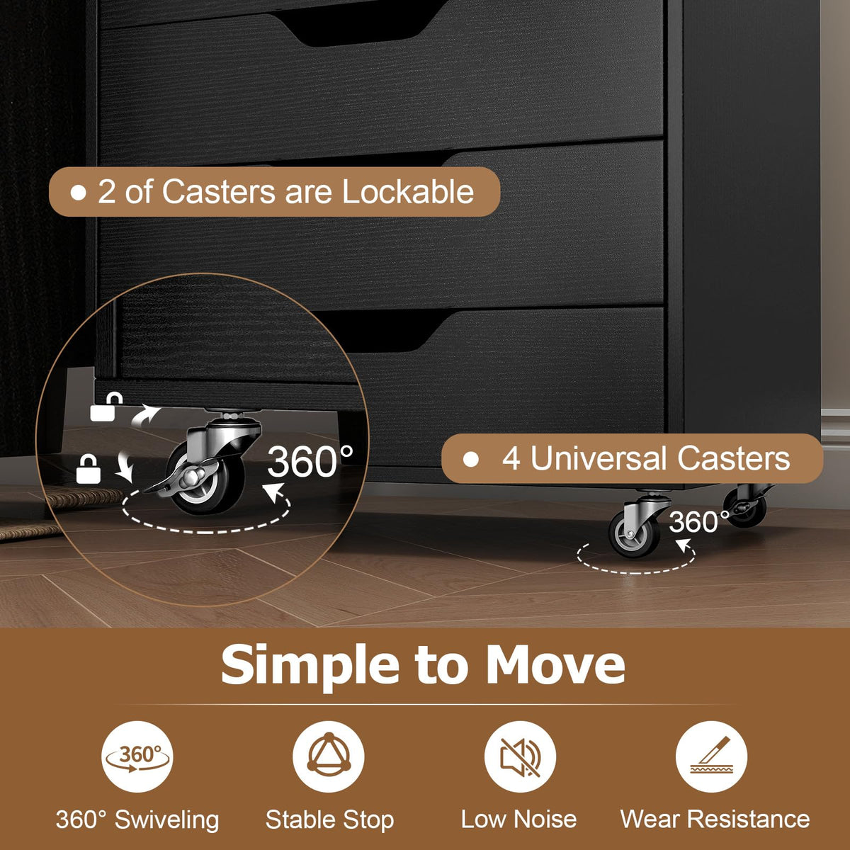 7 Drawer Wooden Storage Cabinet with Casters B237956