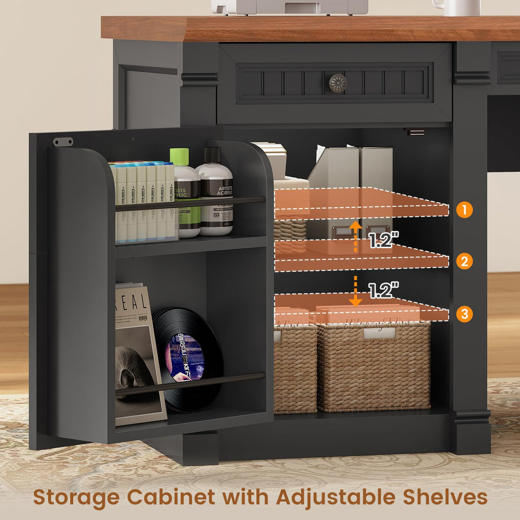 L Shaped Office Desk with 4 Drawers W1018