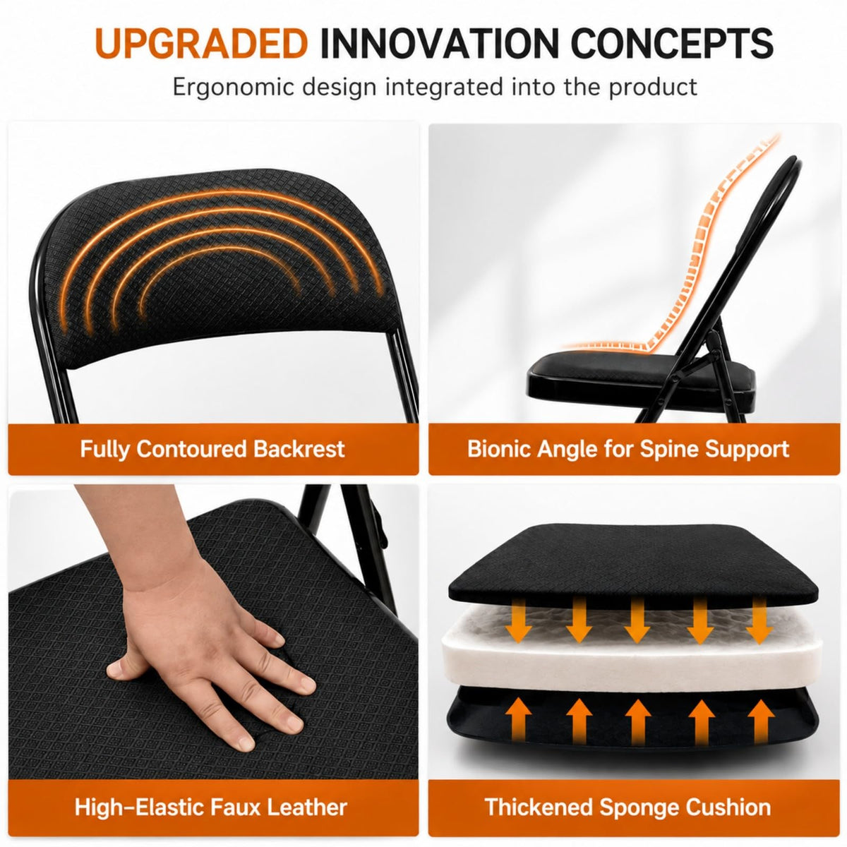Folding Chairs with Cushion 10 Pack Black S2238