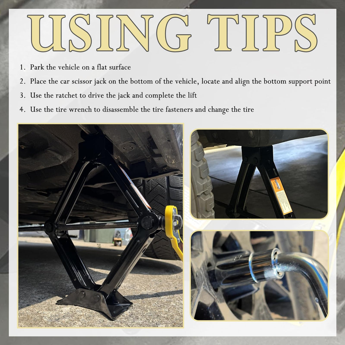 2T Scissor Jack Kit with Lug Wrench & Ratchet Wrench L1321