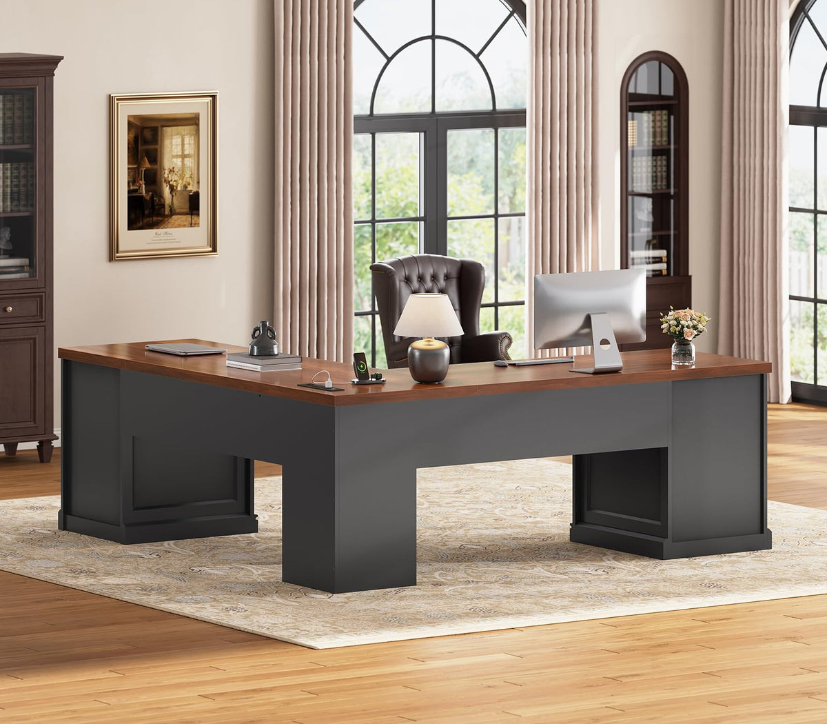 L Shaped Office Desk with 4 Drawers W1018