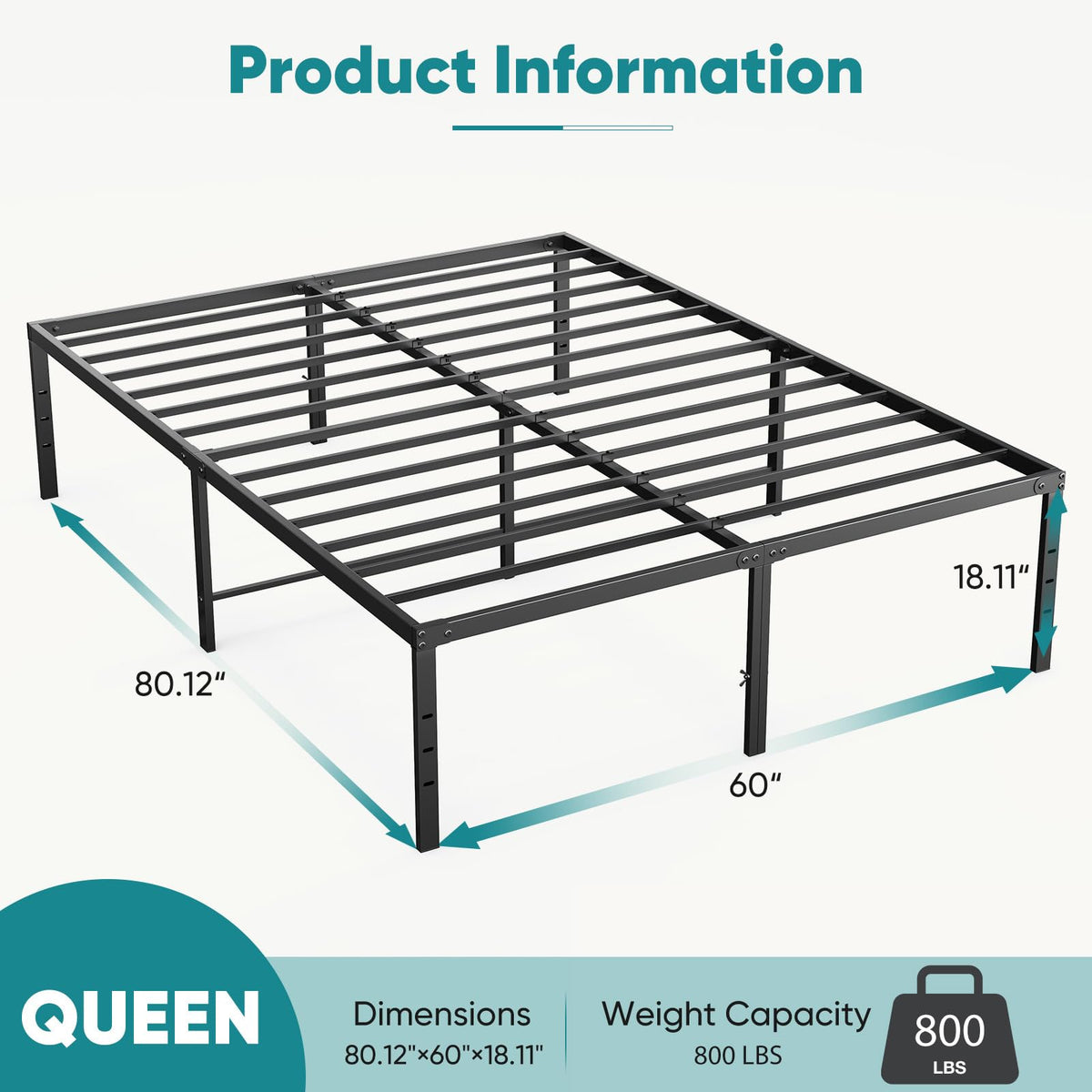 Queen 18 Inch Metal Platform Bed Frame X437050
