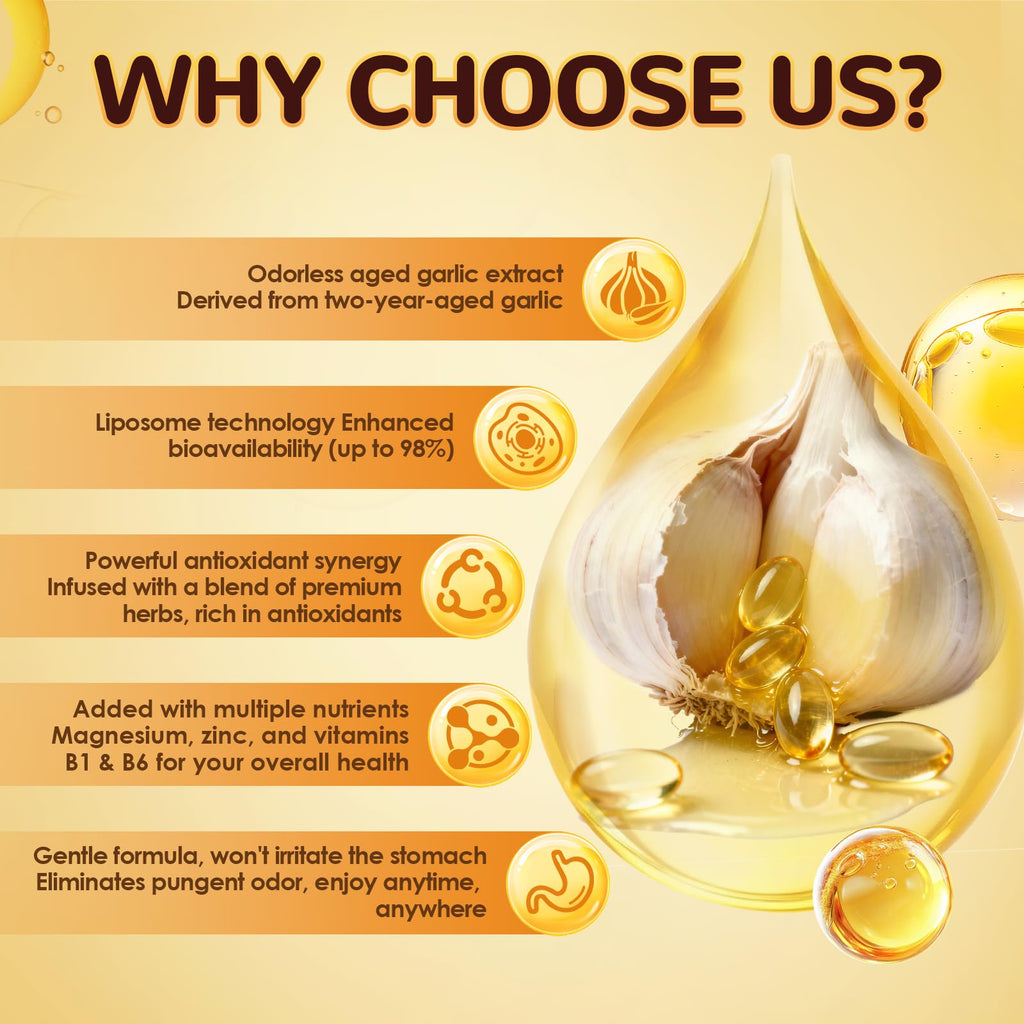Odorless Aged Garlic Extract Capsules with Magnesium, Zinc, Vitamin B, 300 Softgels B537
