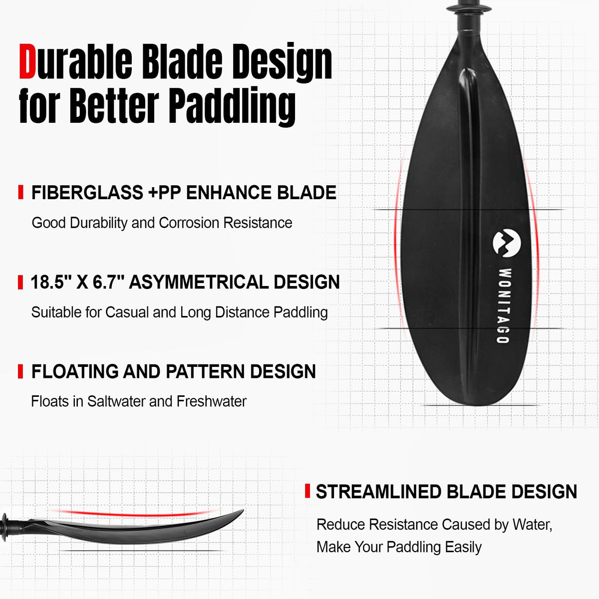 Adjustable Lightweight Carbon Fiber Kayak Paddle R745862