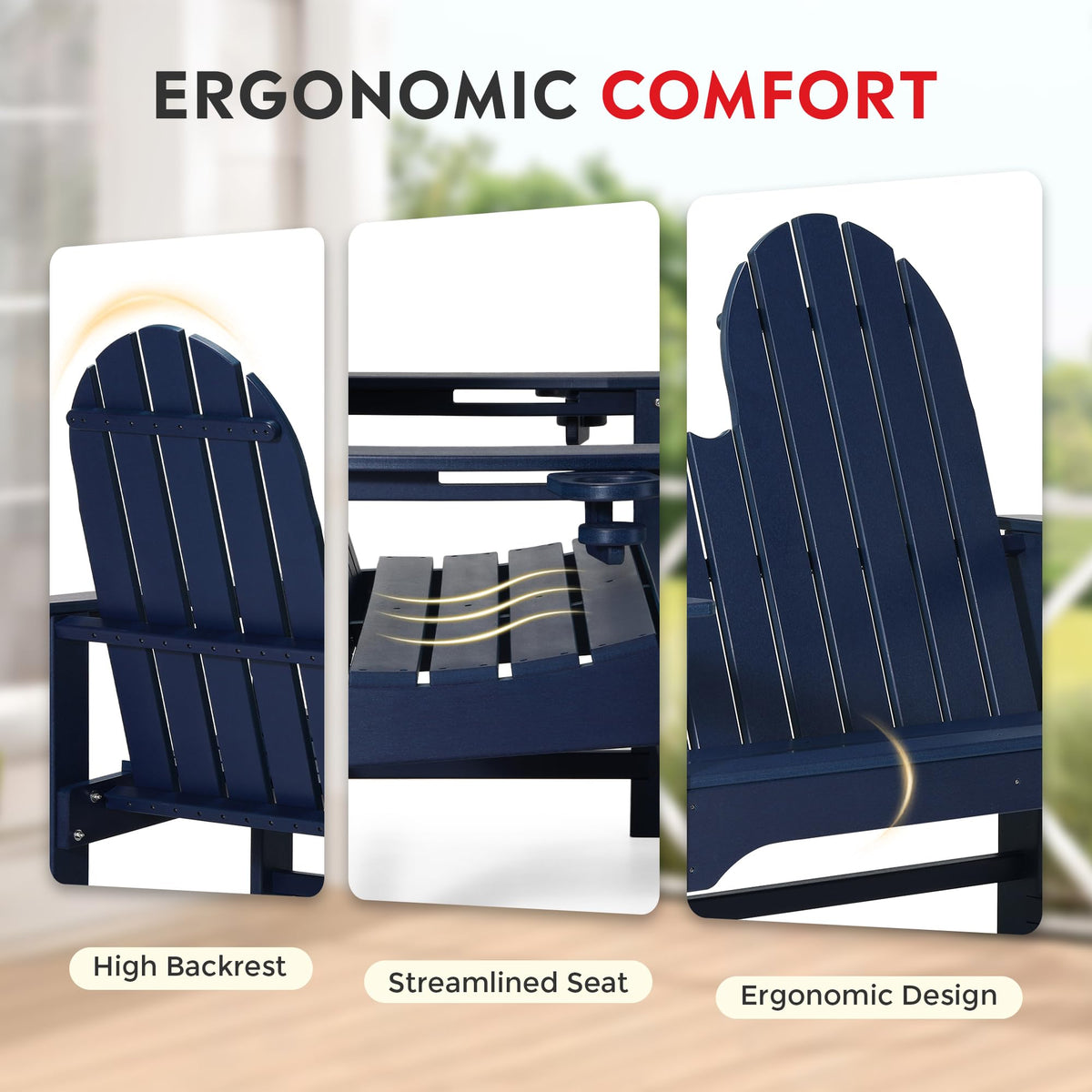 Navy Blue HDPE Adirondack Bench X66603