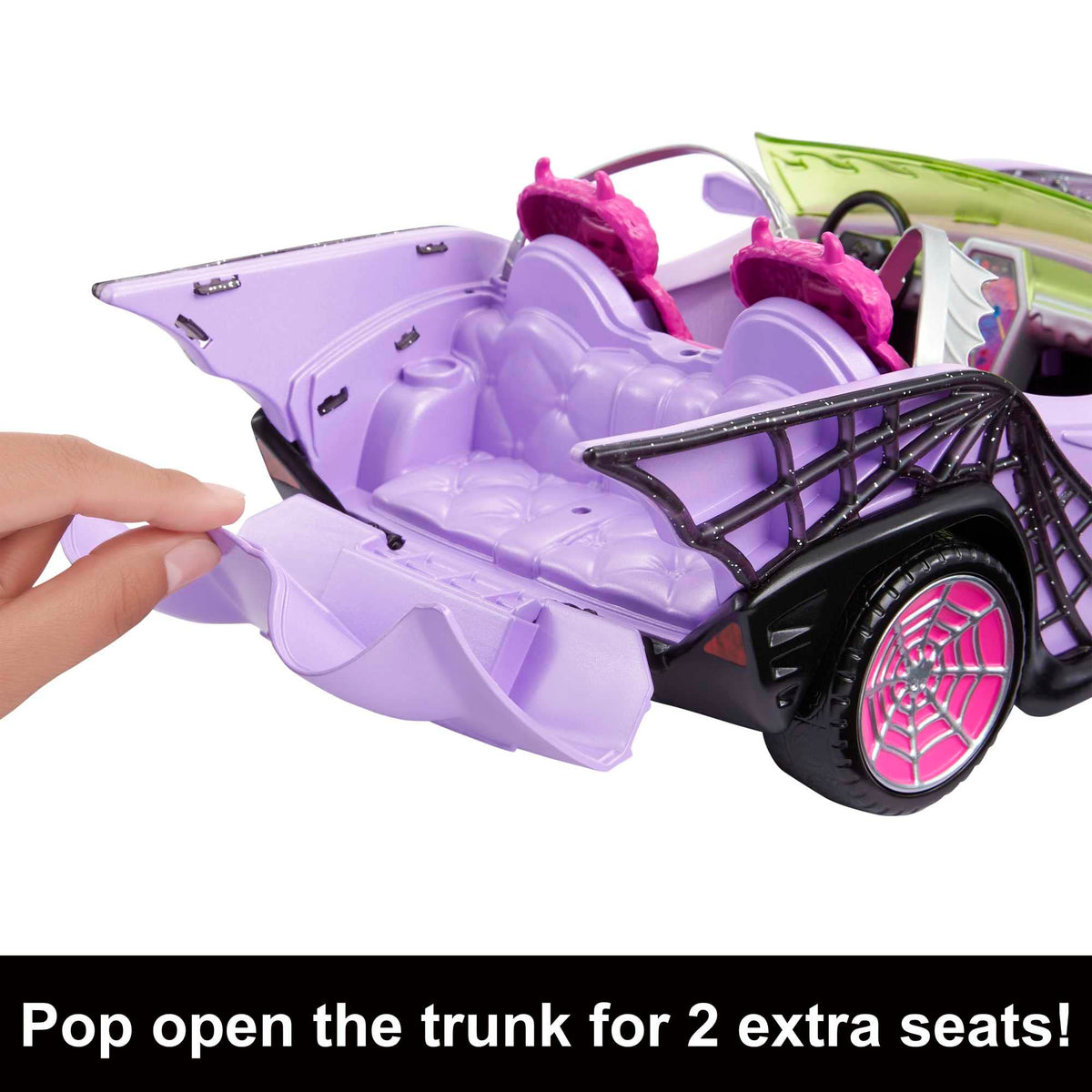 Purple Convertible Toy Car with Spiderweb Details Q844