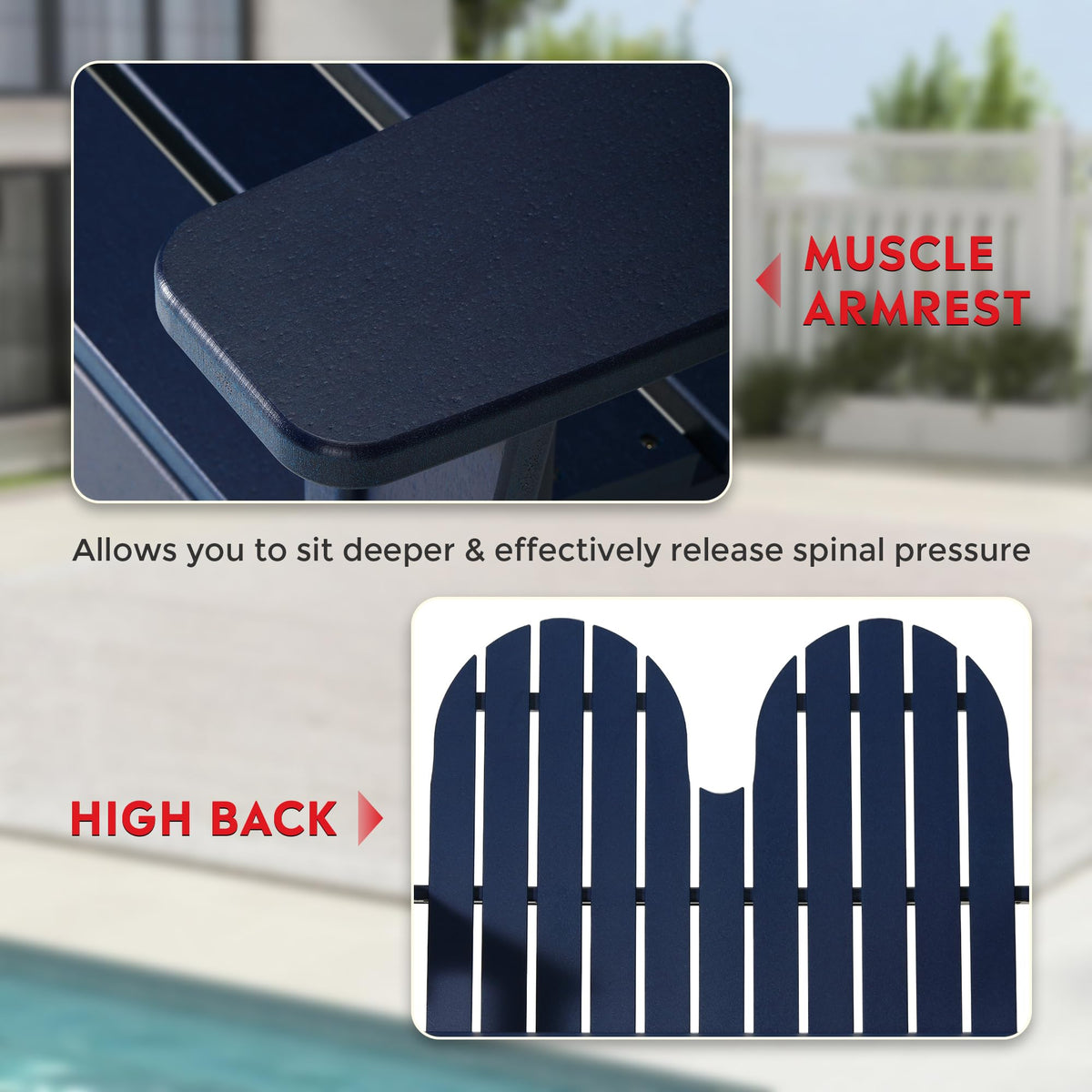 Navy Blue HDPE Adirondack Bench X66603
