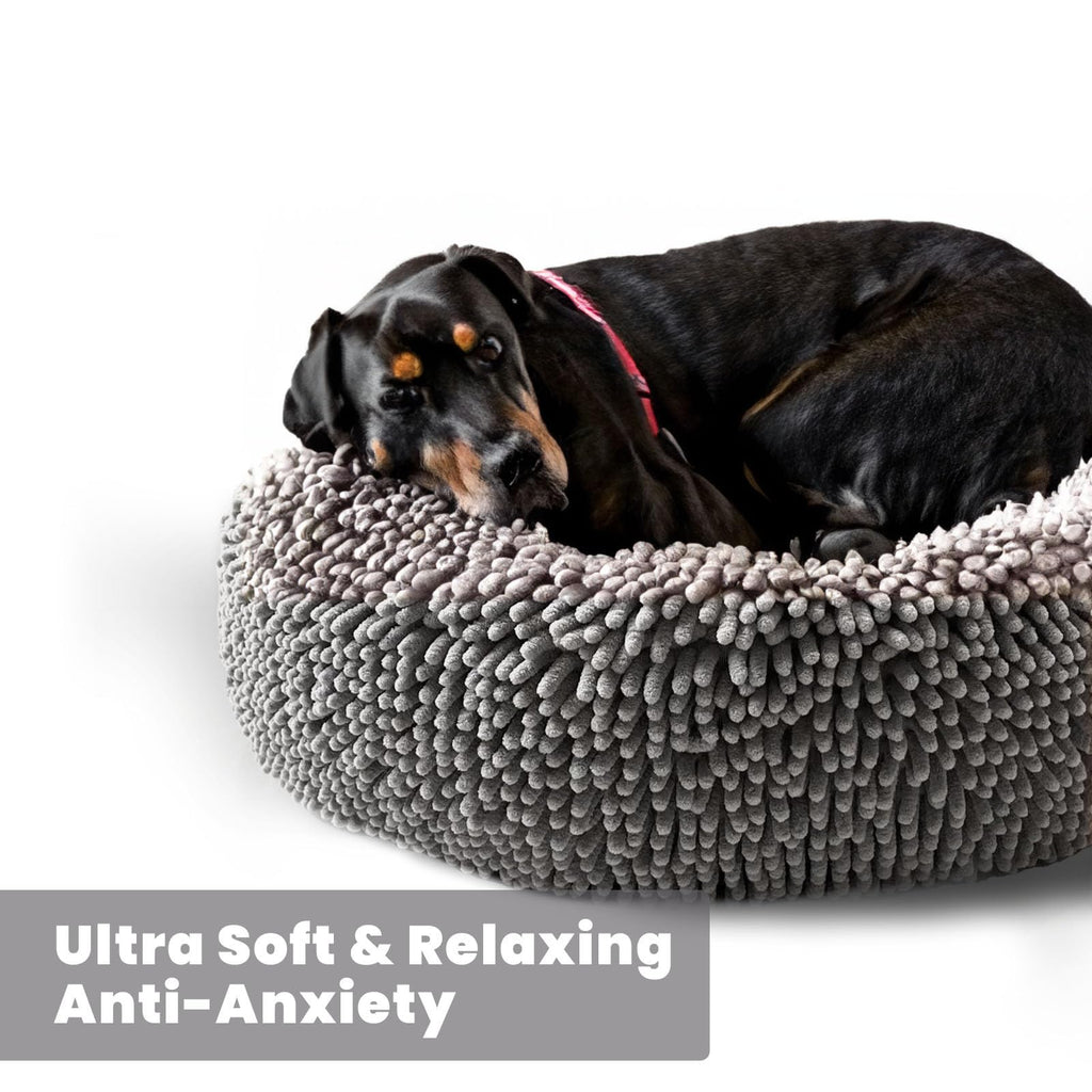 Soft Round Chenille Dog Bed with Removable Washable Cover Grey Medium I985124