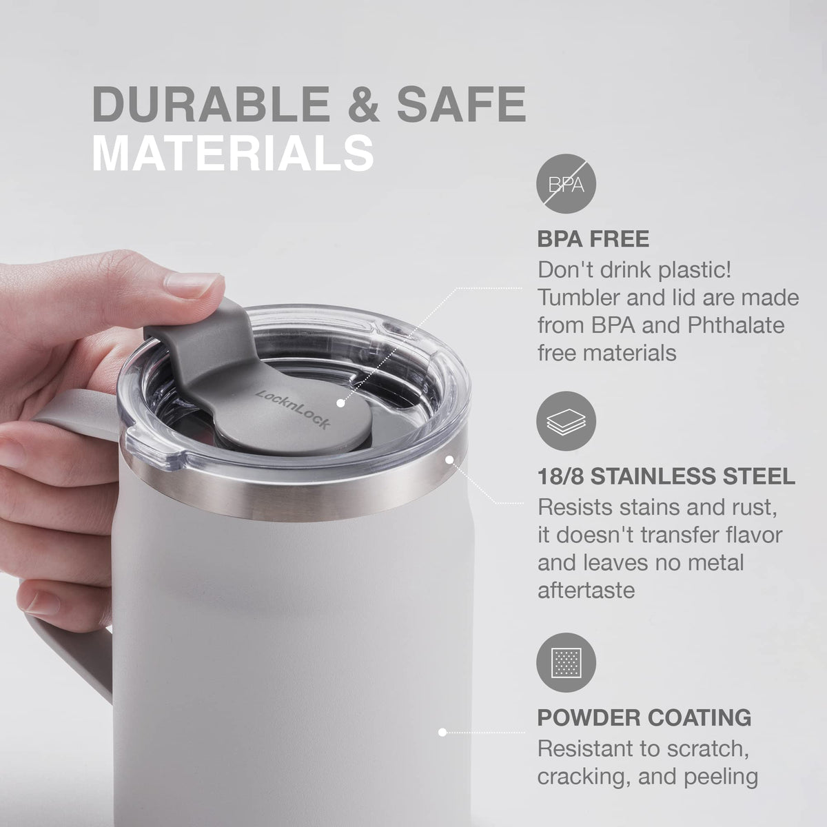 Navy 16 oz Stainless Steel Insulated Coffee Cup with Lid and Handle C692