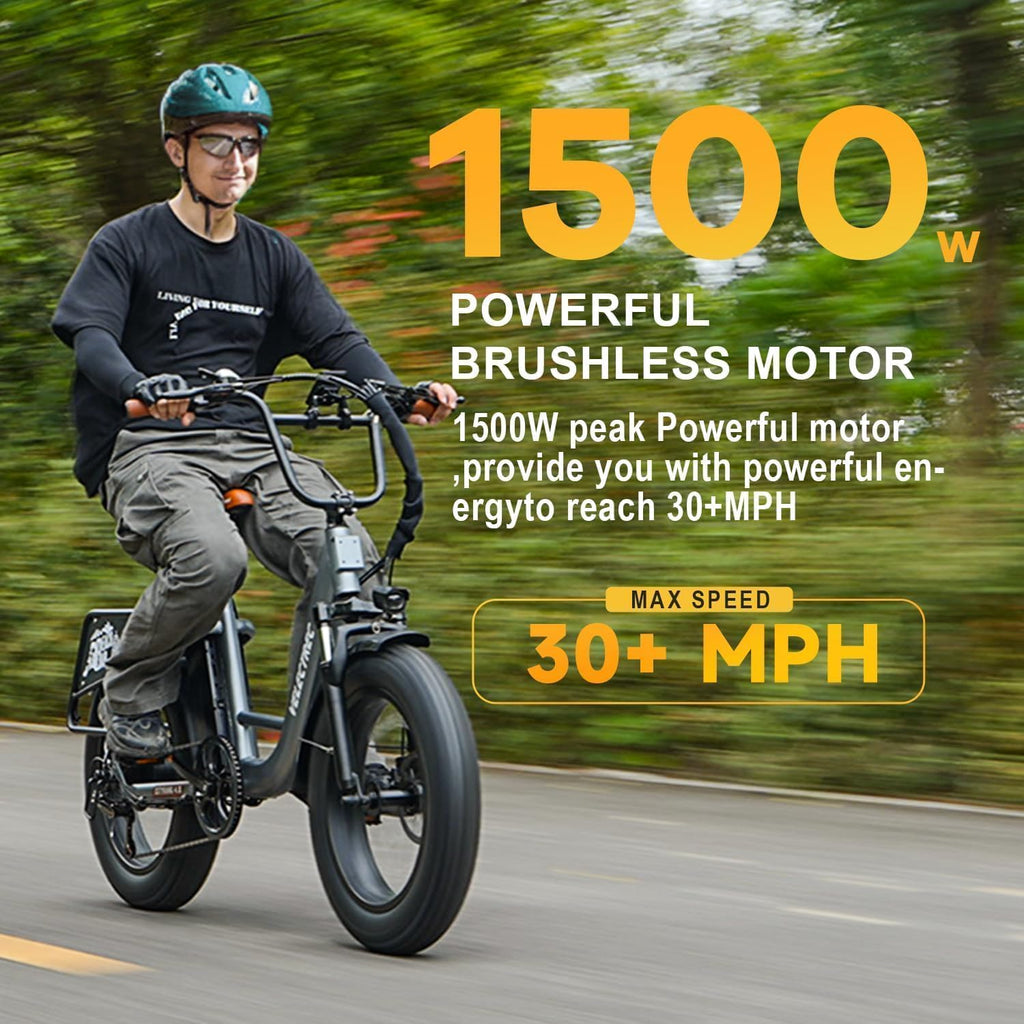 Electric Bike with 1500W Motor 48V 20Ah Battery 20" Fat Tire 7-Speed Q710