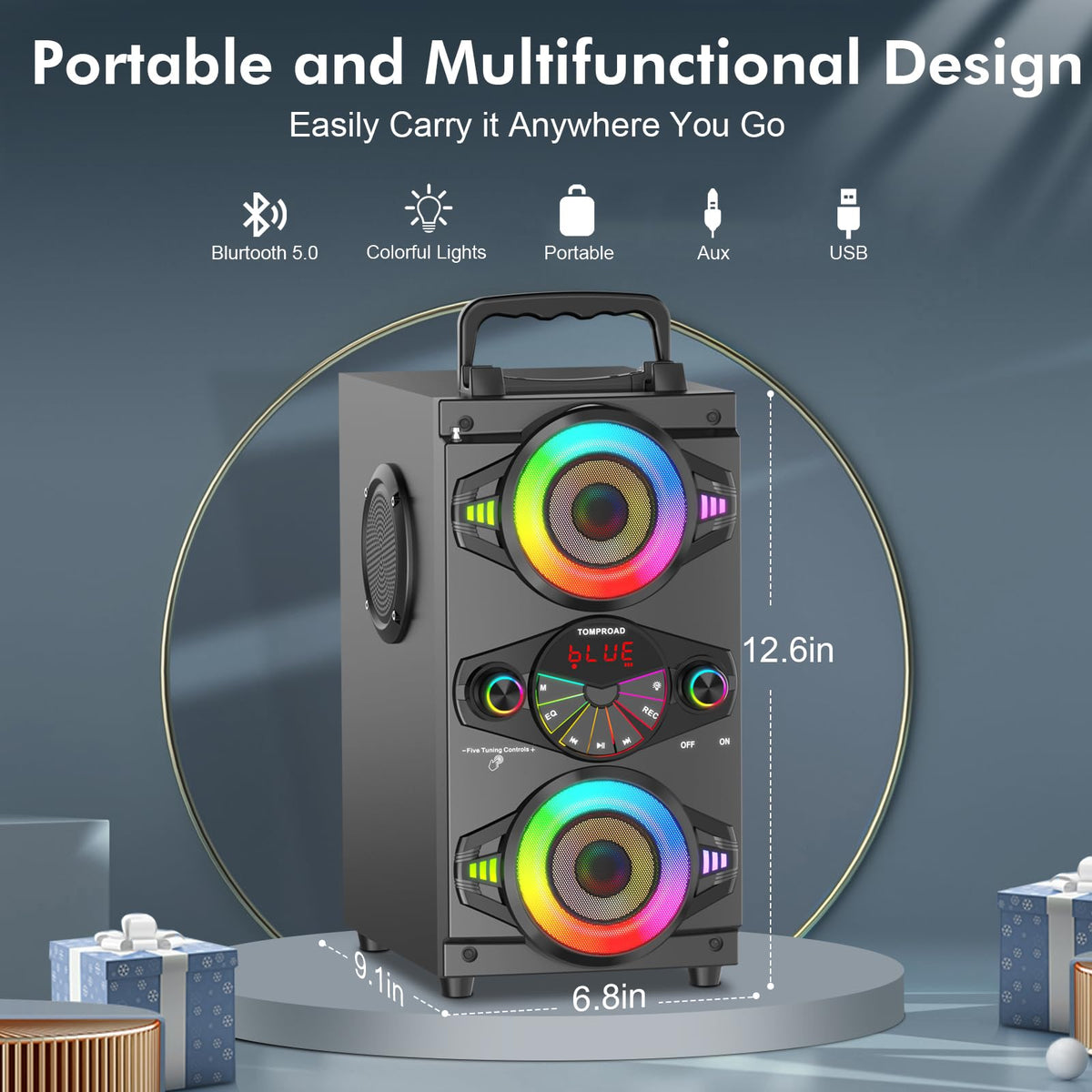 Portable Bluetooth Speakers 60W Wireless Stereo Sound E272462