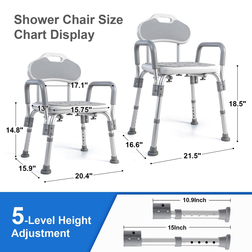 Shower Chair with Padded Armrests and Back M295501