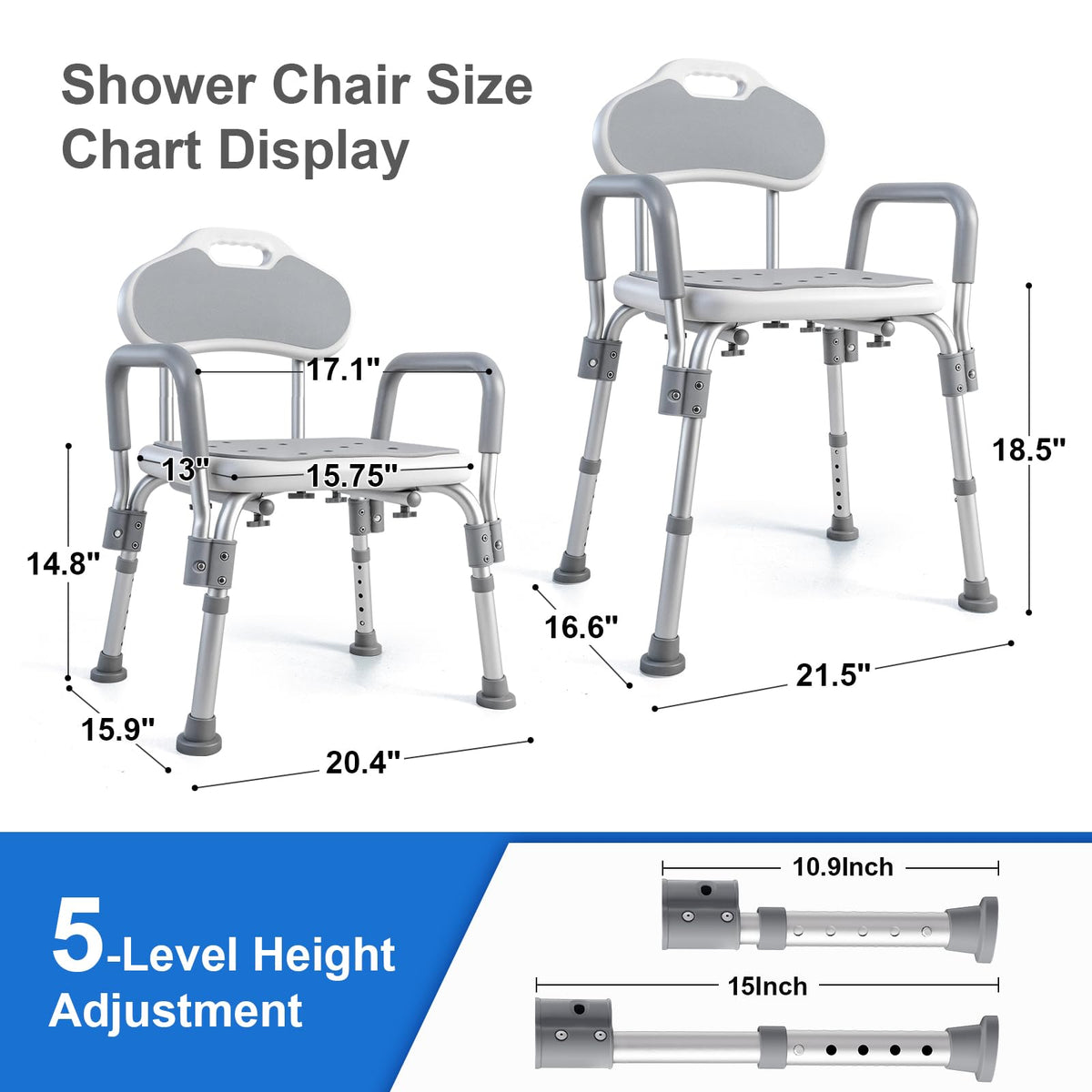 Shower Chair with Padded Armrests and Back M295501