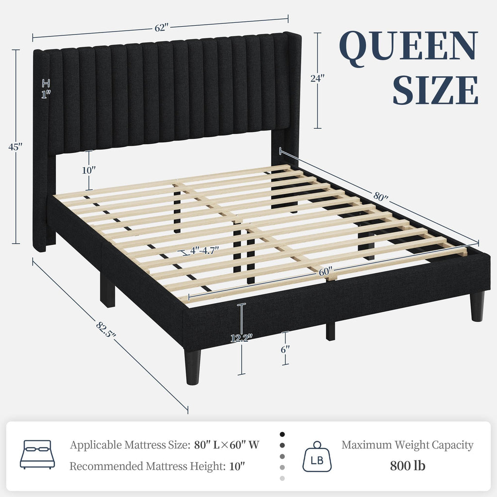 Black Queen Bed Frame with Headboard E743432