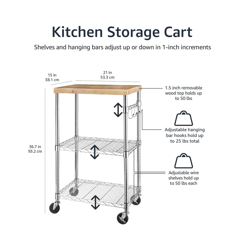 3-Tier Kitchen Storage Rack with Caster Wheels C5210