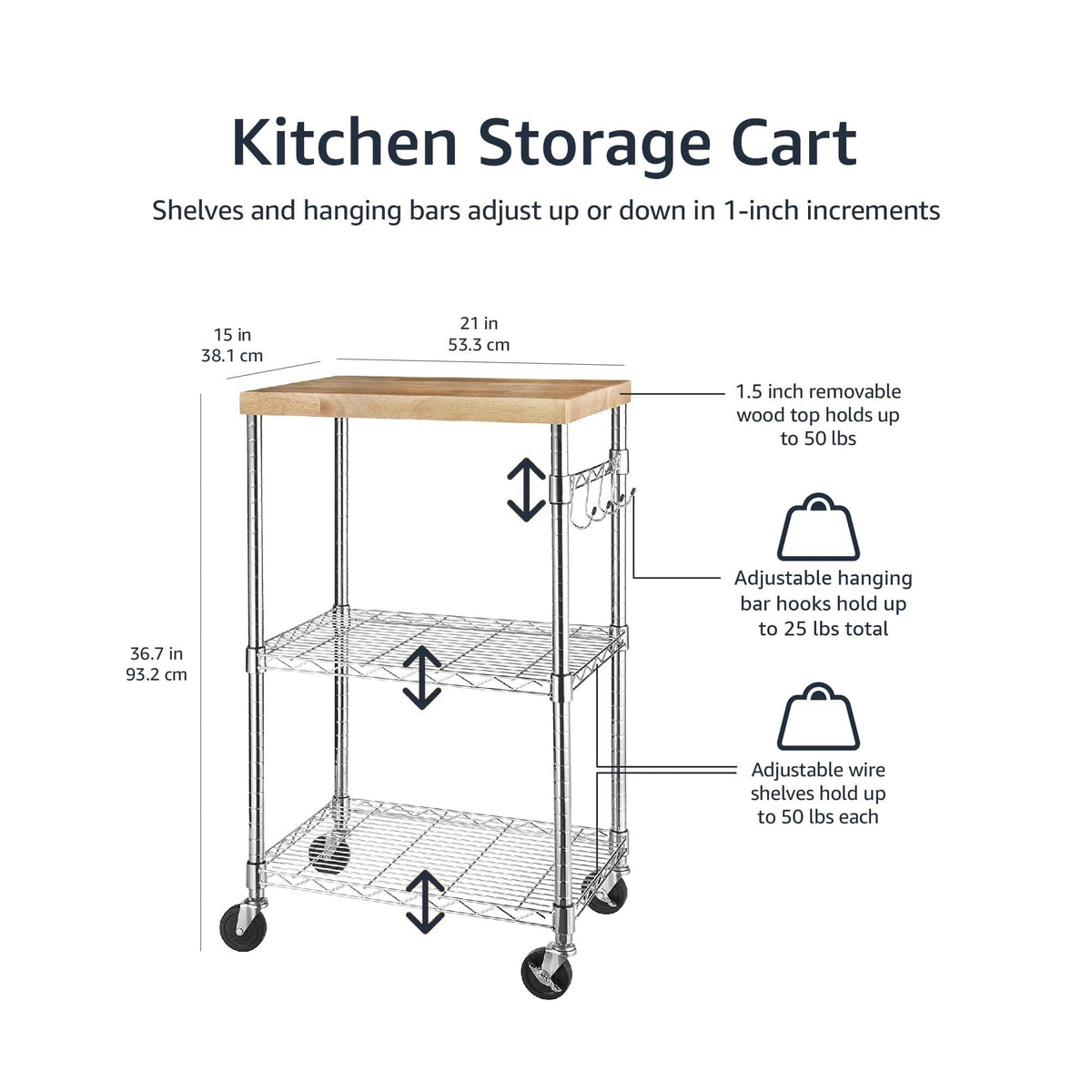 3-Tier Kitchen Storage Rack with Caster Wheels C5210