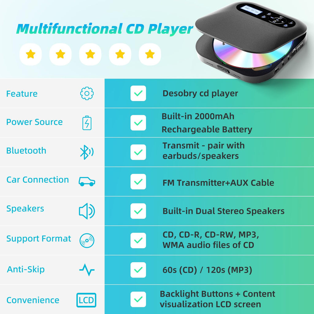 Portable CD Player with Bluetooth V944