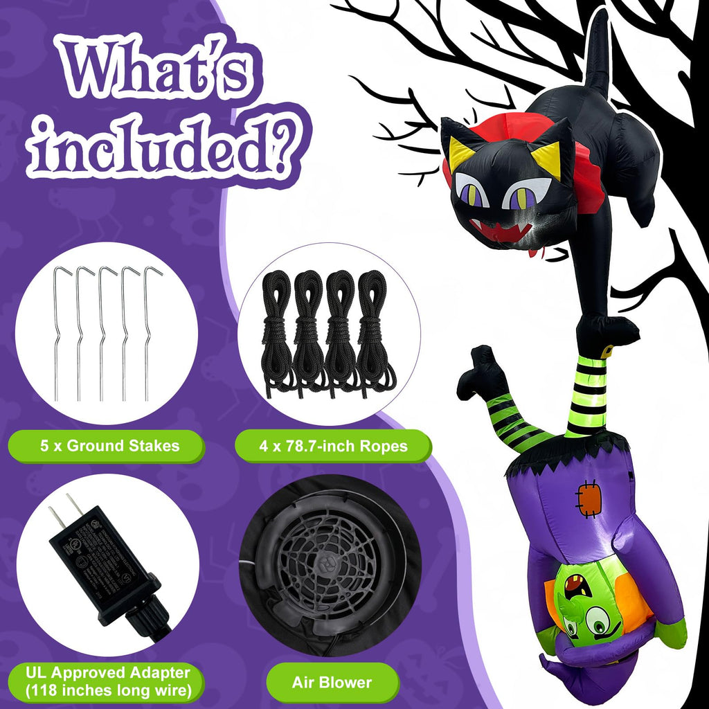 8FT Inflatable Witch Cat Halloween Outdoor Decorations X983