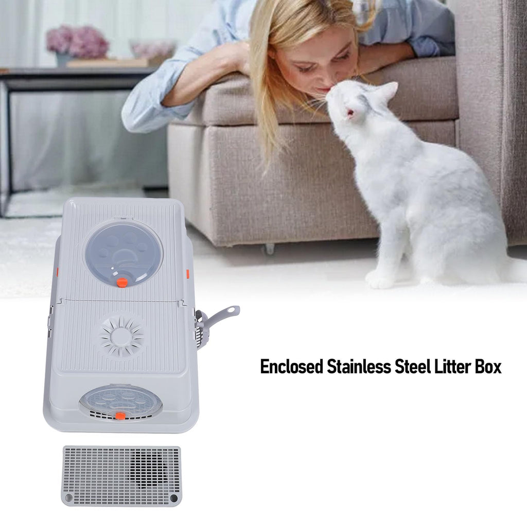 Enclosed Stainless Steel Extra Large Cat Litter Box D645