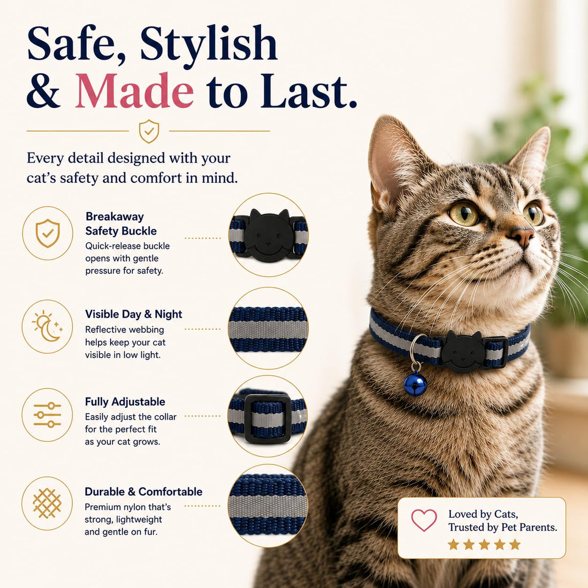 Reflective Breakaway Cat Collar with Bell 12-Pack X76484