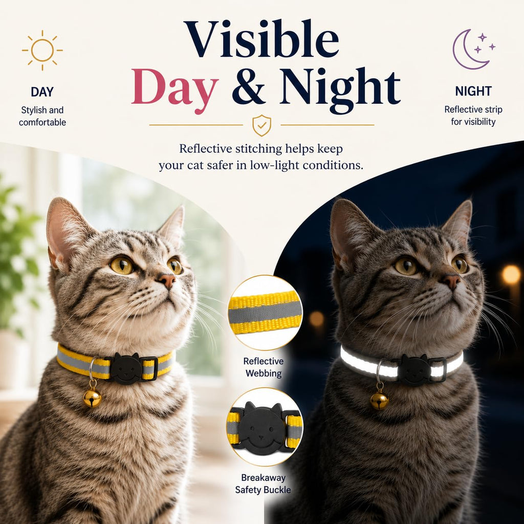 Reflective Breakaway Cat Collar with Bell 12-Pack X76484