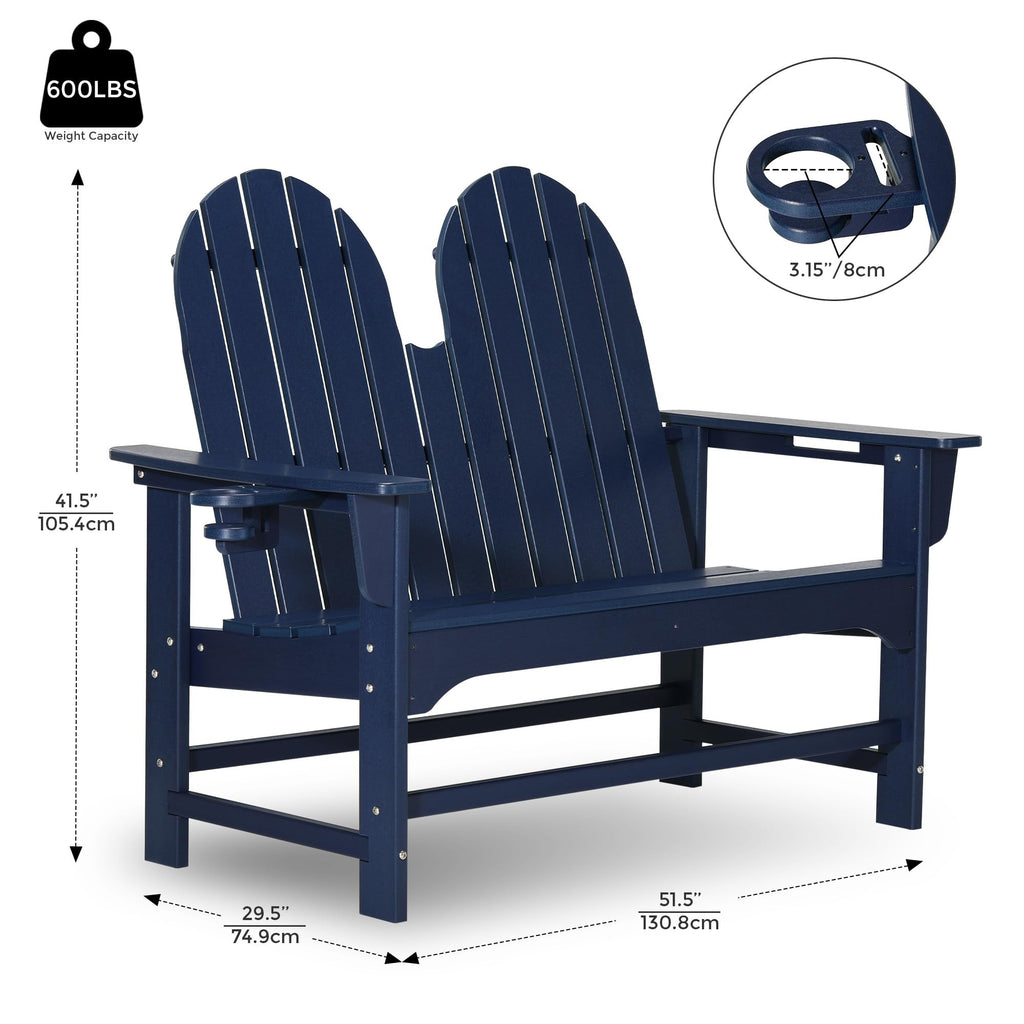 Navy Blue HDPE Adirondack Bench X66603