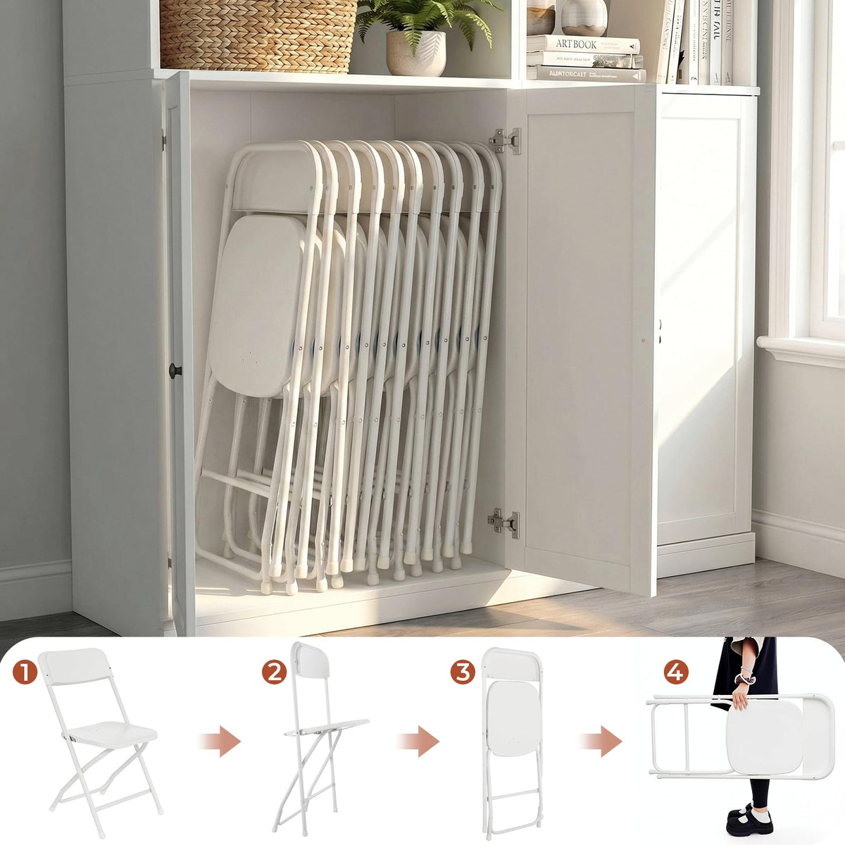 10 Pack White Plastic Folding Chair R750
