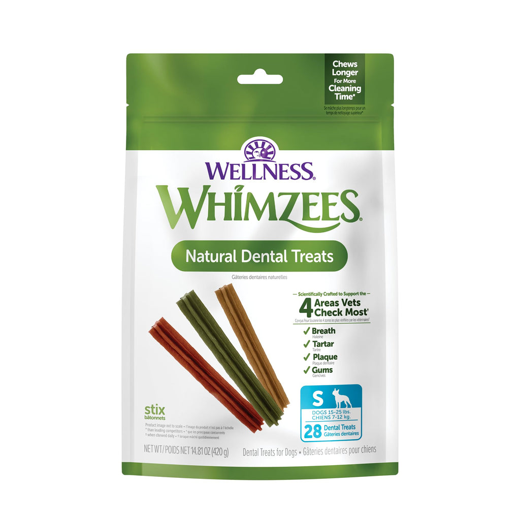 Natural Dog Dental Treat Chews Small Size Sticks 14.81 oz Bag 28 Count O39159