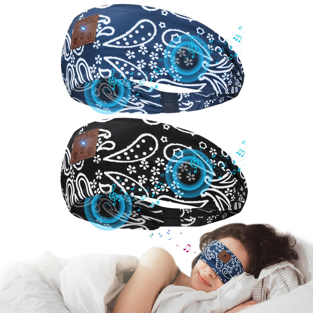 2-Pack Bluetooth 5.4 Headband Headphones Black&Blue Q918